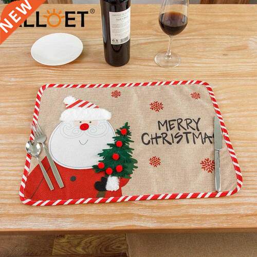 Christmas Table Mat Placemats Tableware Cartoon Embroidery
