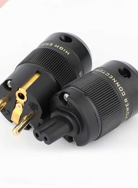 Pair Preffair Gold plated Figure 8 C7 & Schuko Power Plu