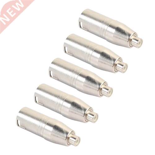 5Pcs Metal XLR  Pin Male to RCA Female Audio Jack Adapter P
