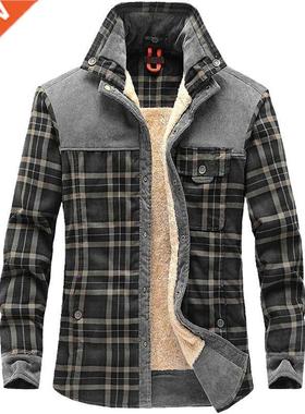 Winter Wool Fleece Militry Shirt Men Thick Wrm Mle Plid