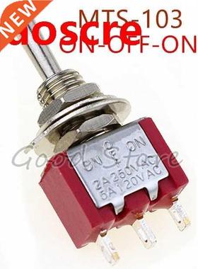 5Pcs MTS-103 Red 3Pin 3File 6MM Rocker switch 2A 250V 5A120V
