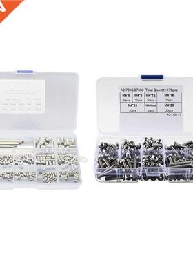 170Pcs 304 Stainless Steel M4 Hex Socket Button Head Screw