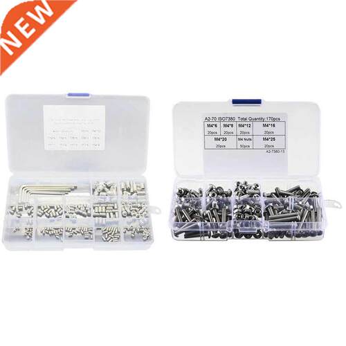 170Pcs 304 Stainless Steel M4 Hex Socket Button Head Screw