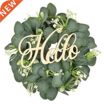 Artfcal Eucalyptus Hello Wreath for Front Door Wall Wndo