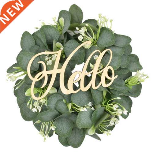 Artfcal Eucalyptus Hello Wreath for Front Door Wall Wndo