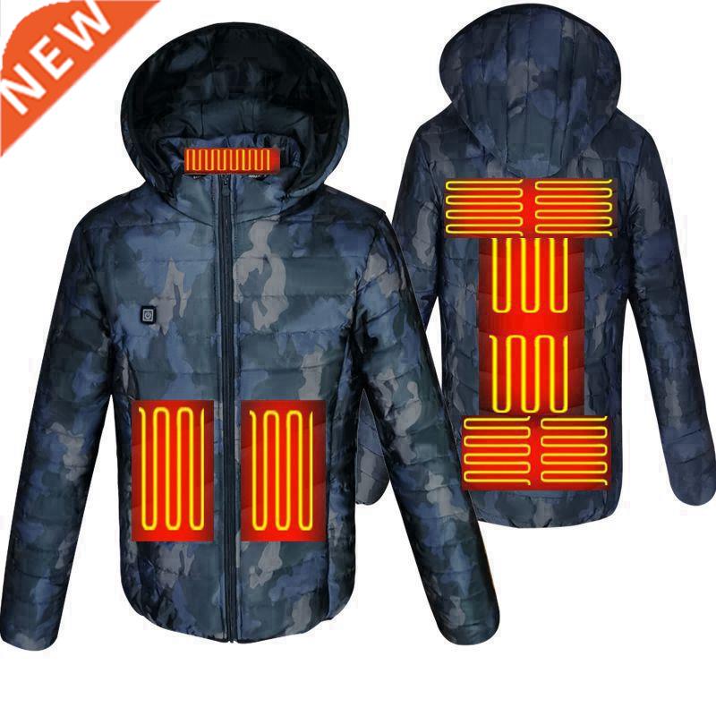 Men Camouflage Heated Winter Warm Jackets USB Heating Padded