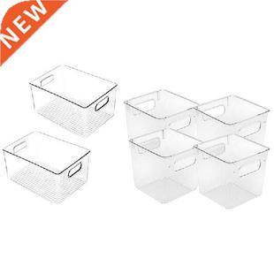 6 Pcs Plastic Storage Bins Clear Pantry Organizer Box Bin