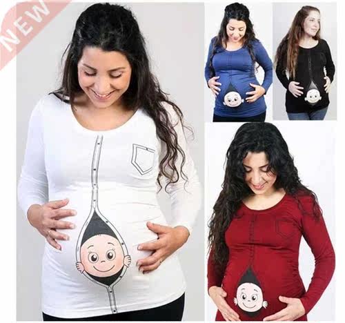 Spring Summer Large Size Pregnant Women Long-Sleeved T-shirt