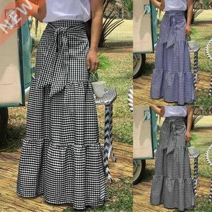 Women Long Maxi Skirts Celmia 2022 Autumn Vintage High-Waist