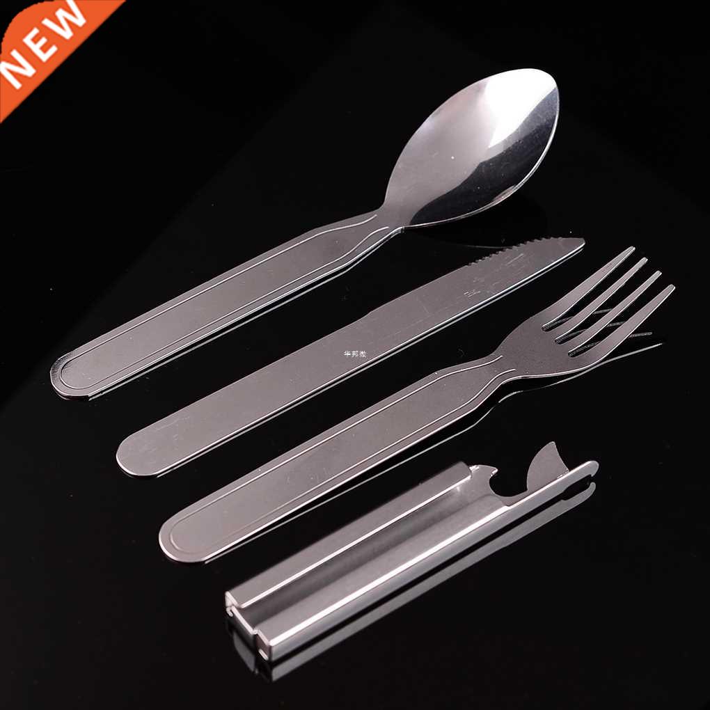 4pcs Portable Dinnerware Outdoor Stainless Steel Spoon Fork