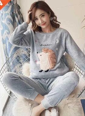 Warm Pajamas Women Winter Flannel Comfortable Pajama Sets Fo