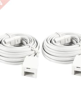 2 Pcs White UK BT 6P4C Male to Female Modular Phone Extensio