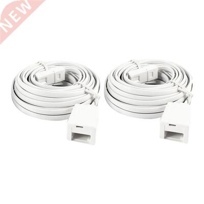 2 Pcs White UK BT 6P4C Male to Female Modular Phone Extensio