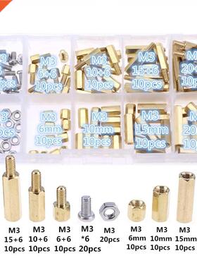 120pcs M3 Male Female Brass Spacer andoff Screw Nut Assort