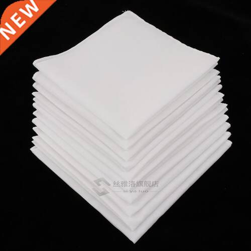 10pcs 100% Cotton White Hndkerchiefs Squre Super Soft Ws