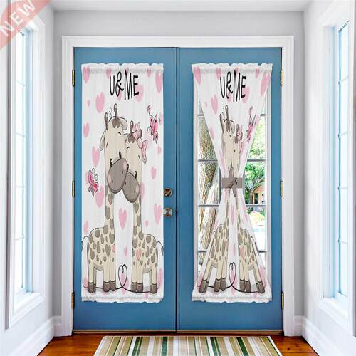 Cartoon Giraffes Love Butterfly Japanese Door Curtain for
