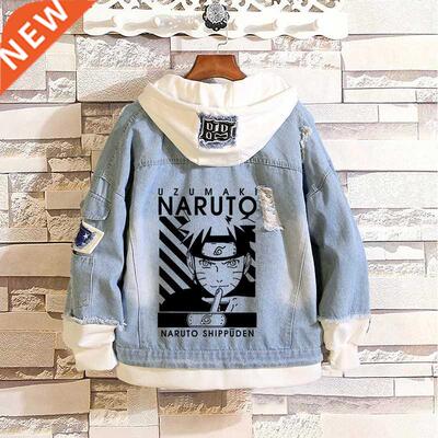 Hot Anime Denim Jacket Men Harajuku Fashion Oversized Jacket