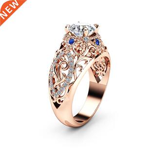 Real 14K Rose Gold 1 Carats Diamond Ring for Women Wedding D