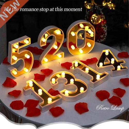 Home Decor  LED Lights Luminous Number Lamp Battery