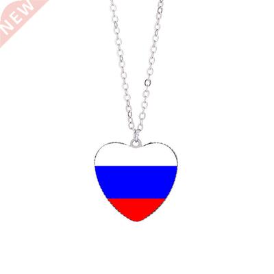 Russia Ukraine Love Flag Time Gemstone Necklace Pendant