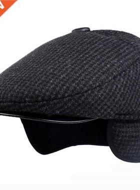 HT1847 Classic Man Cap Autumn Winter Hat with Ear Flap Elder