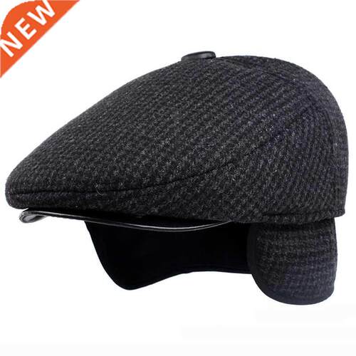 HT1847 Classic Man Cap Autumn Winter Hat with Ear Flap Elder