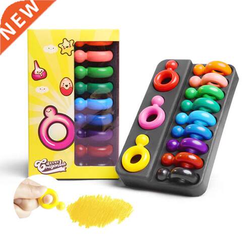 12 Colors Non-toxic Wax Ring Shape Crayons for Toddler Baby