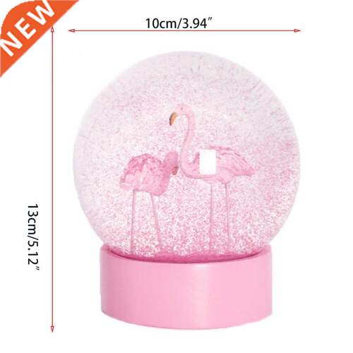 Flaingo Glitter Clear Glass Snow Globe Crystal Ball with