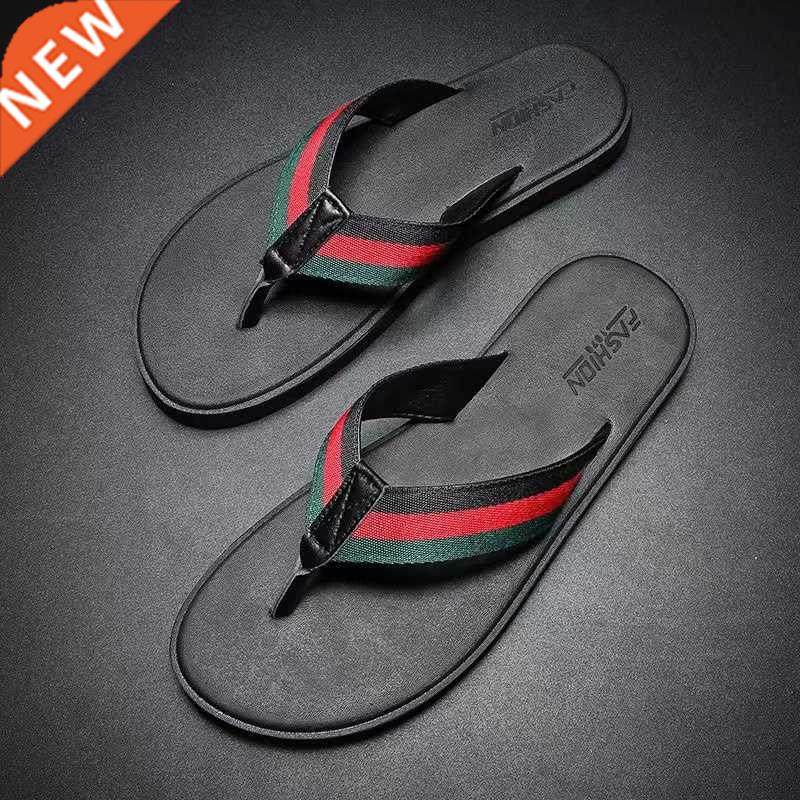 qmaigie flip flops men high quality designer flat shoes outd