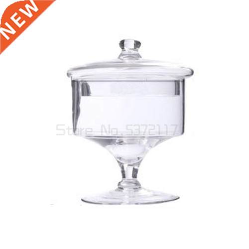 Transparent Glass Cake Stand with Lid Candy Jar with Glass