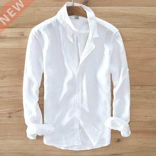 New Designer Italy Style 100% Linen Long-sleeved Shirt Men B