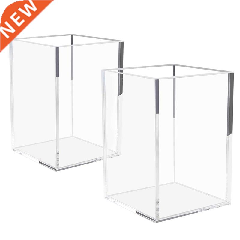 Acrylic Pen Holder 2 Pack,Clear Desktop Pencil Cup Stationer