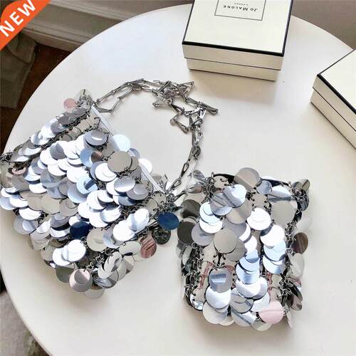 Sequins Handbags Silver Bag Women Small Tote Bag Bling Bling