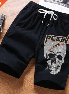 New Men's Summer Casual Skull Shorts Men Straight Shorts Ma