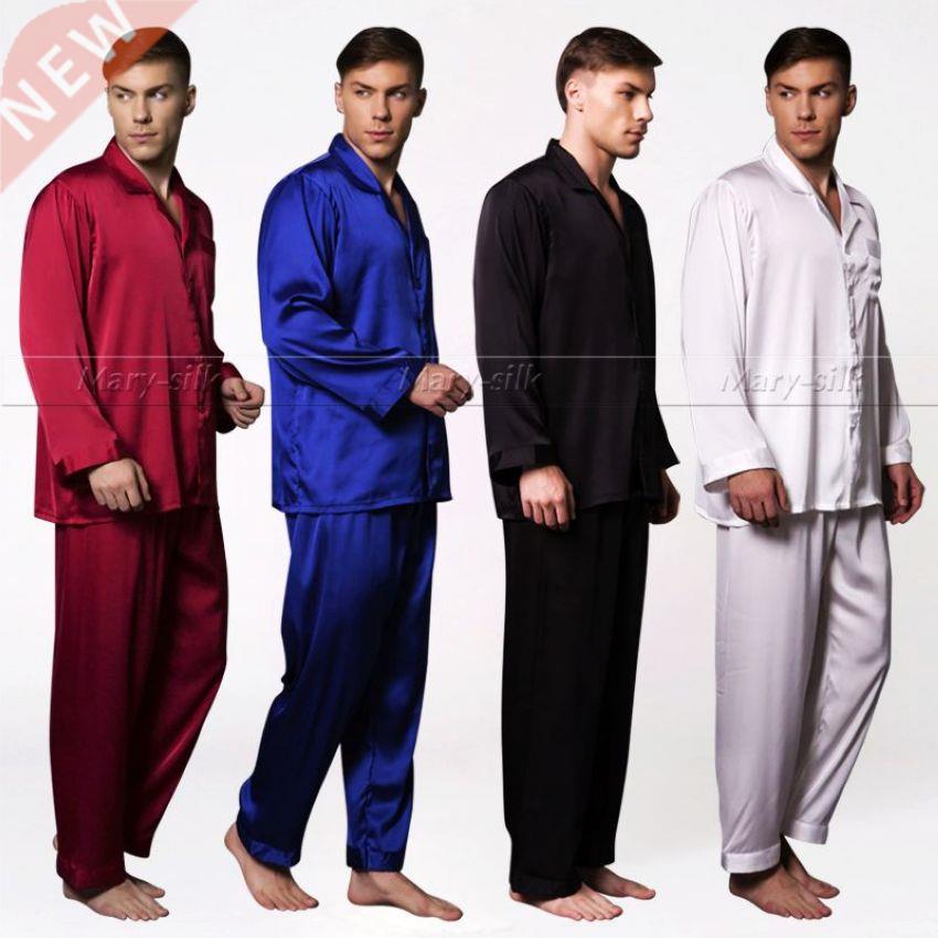 Mens Silk Satin Pajamas Set Pyjamas Set Pjs Sleepw
