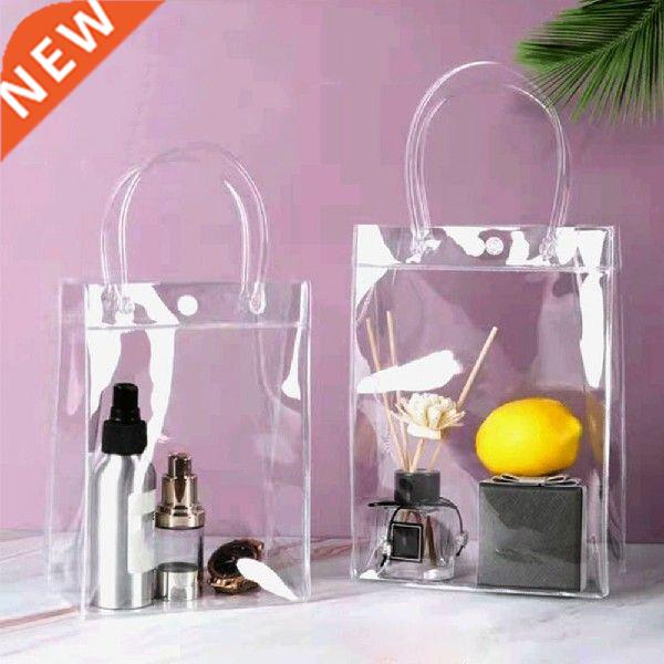 3 Szes Transparent Soft PVC Handbag Wth Hand Loop Clear