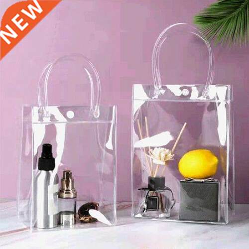 3 Szes Transparent Soft PVC Handbag Wth Hand Loop Clear