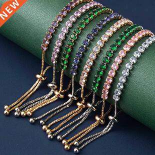 Luxury 4mm Cubic Zirconia Tennis Bracelets Iced Out Chain Cr