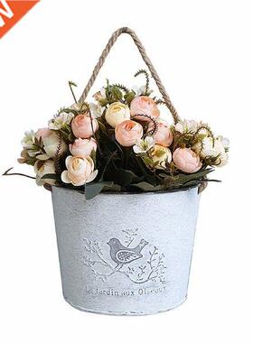 Vintage Metal Flower Vase Rustic French Wall Mounted Flower