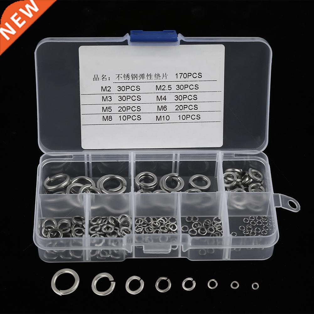 180Pcs/Set M2-M10 Spring Washers Stainless Steel SS304 Metal