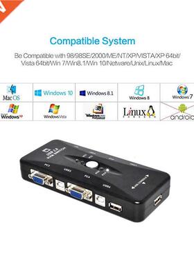 4 Port USB 2.0 KVM Switch 1920*1440 VGA Switch Box Adapter a