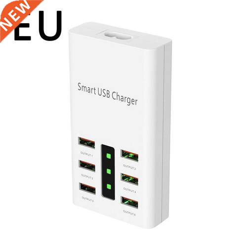 30W USB Charger Hub 6 Ports 6A Plug Power Socket Dock Fast