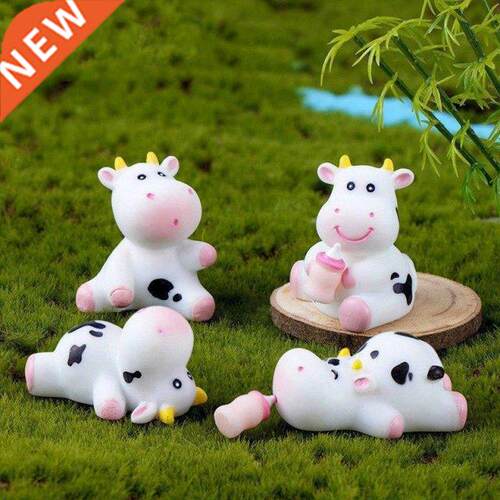 1Pcs Cow Figurine Decoration Craft Miniature Model Home Deco