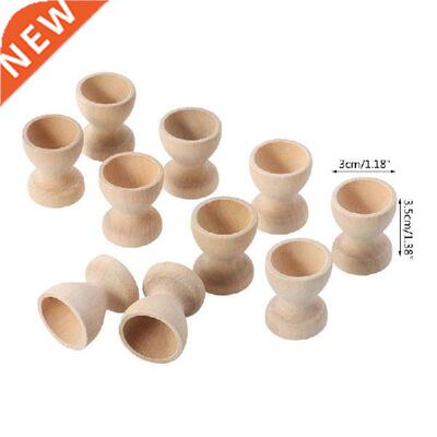 5 Pcs/Set Natural Wooden Egg Cup Holders Flat Bottomed