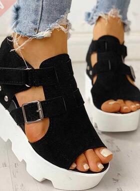 Summer Sandals Women Wedges Heel Black White Casual Designer