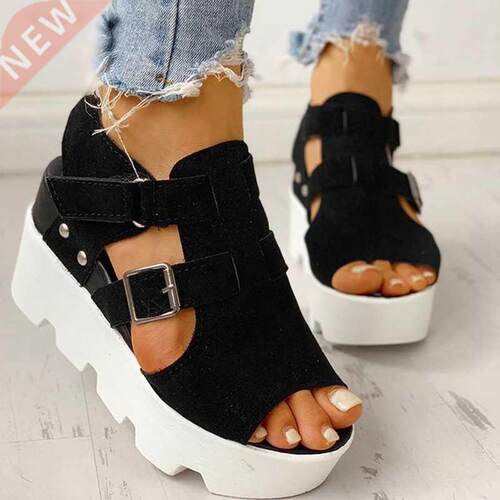 Summer Sandals Women Wedges Heel Black White Casual Designer