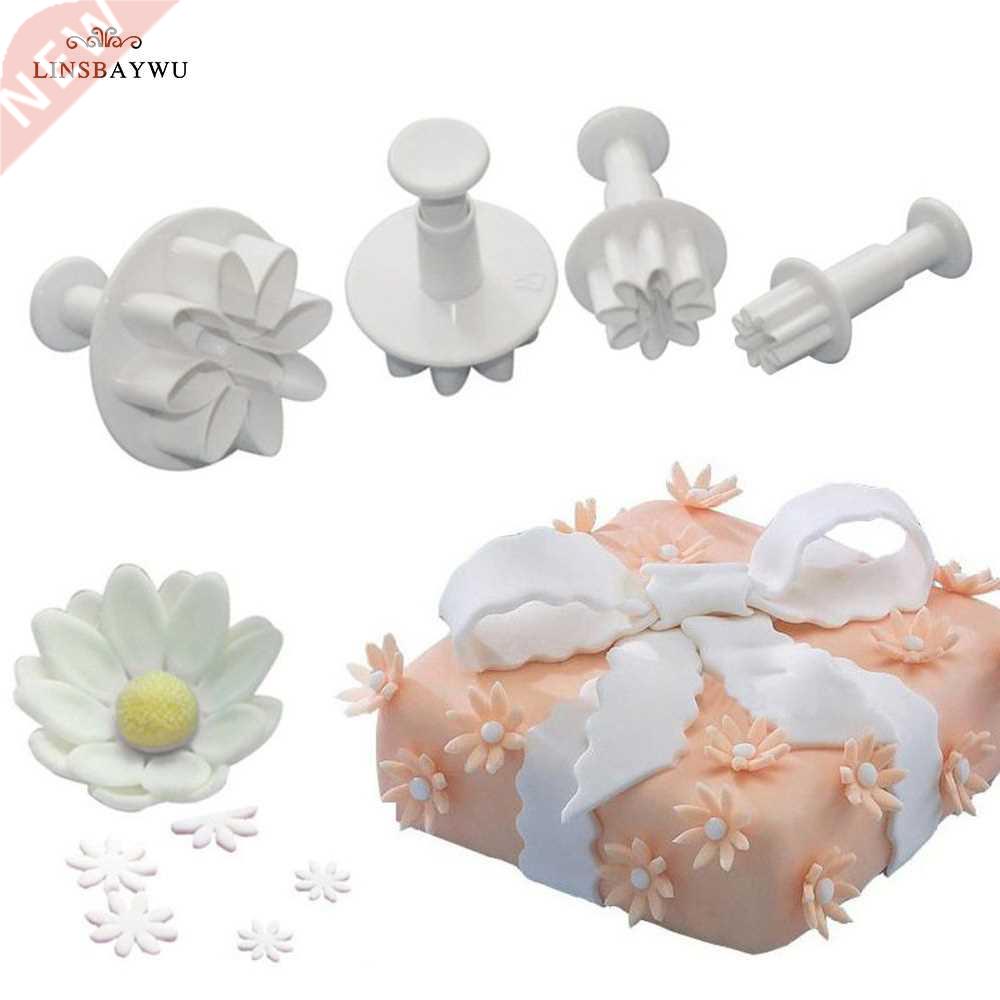 4pcs Flower Icing Cutter Fondant Cake Sugarcraft Decorating