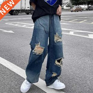 Korean version of ins hip-hop high sreet hipsters disressed