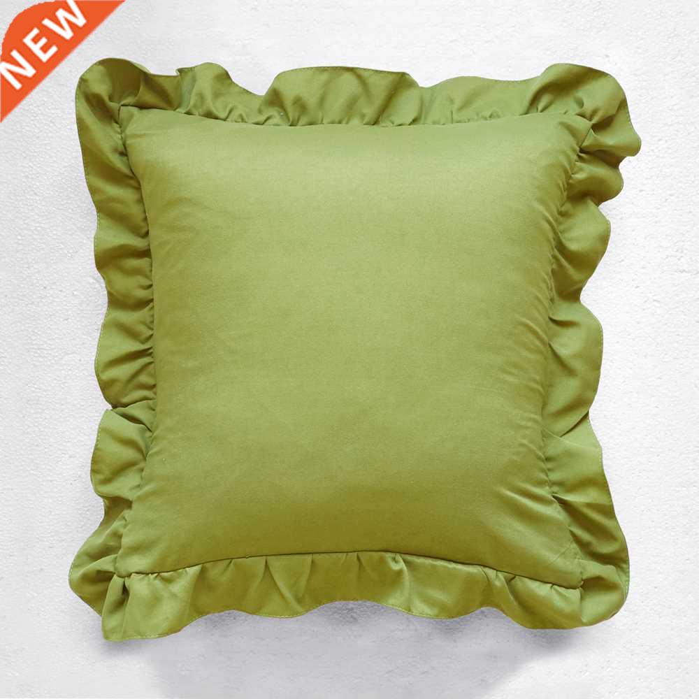 Solid Color Square Ruffle Pillowcases Soft Sofa Cushion