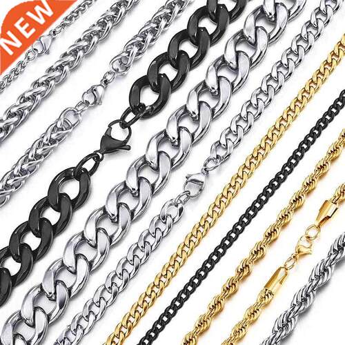 Stainless Steel Chain Necklace for Men Women Curb Cuban Link